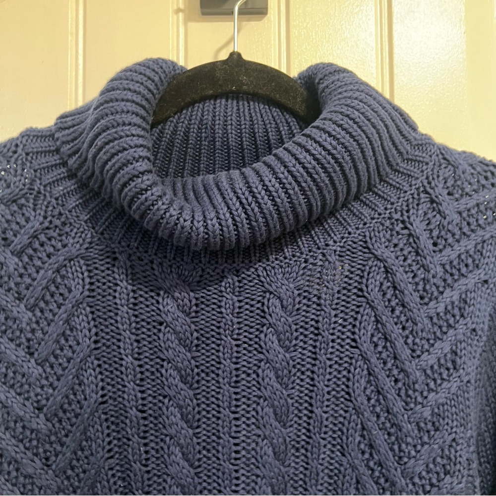 Lands’ End Navy Blue Drifter Cable Knit Turtleneck Sweater.‎ Size XL. NWT. - Picture 4 of 10
